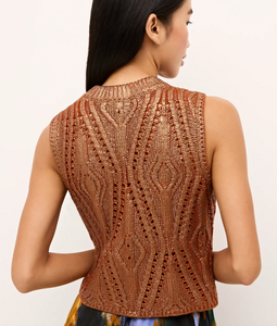 Marie Oliver - McGuire Foiled Knit Top - Copper