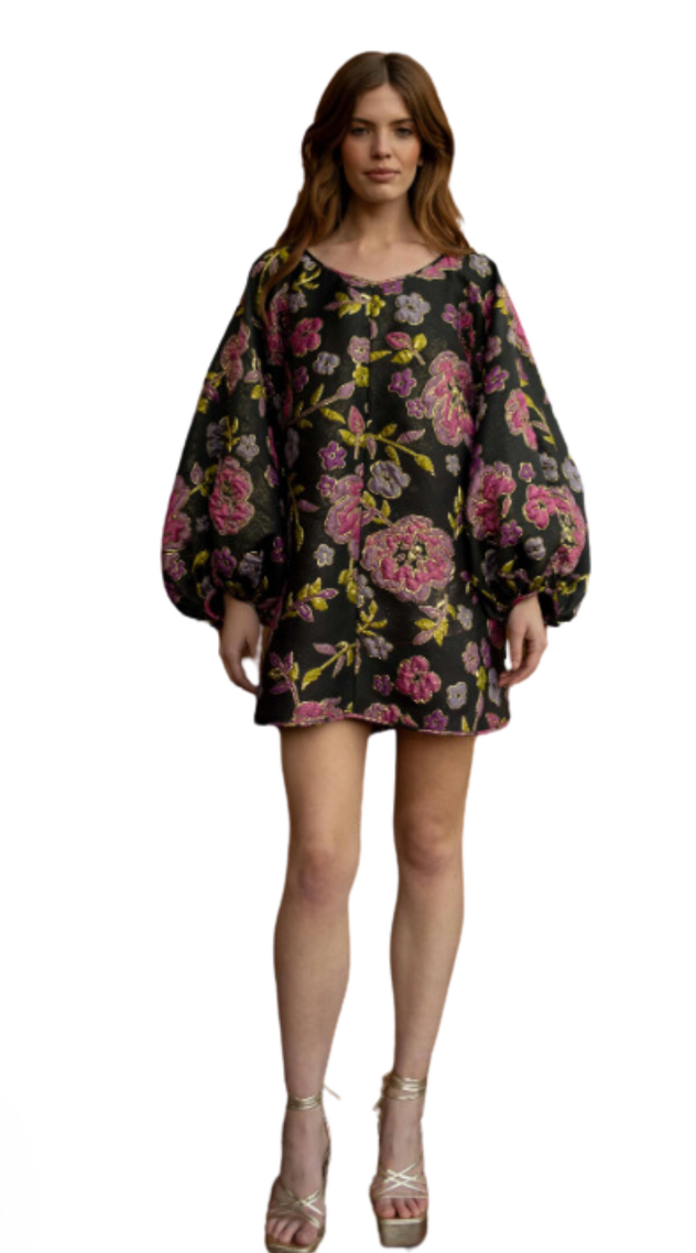 Arianne Elmy - Good Luck Dress - Black/Pink Floral