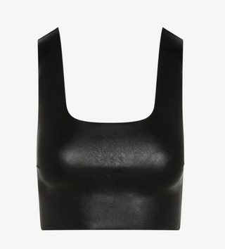 Commando - Faux Leather Squareneck Crop Top - Black