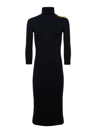 L'Agence - Violetta 3/4 Sleeve Turtleneck Dress - Noir