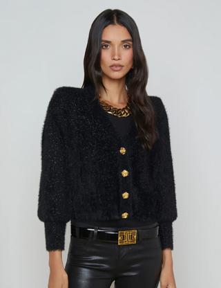 L'Agence - Tallula Cardigan - Black Lurex/Gold Rose