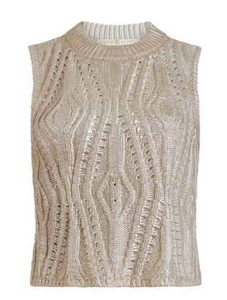 Marie Oliver - McGuire Foiled Cable Knit Sleeveless Top - Chrome