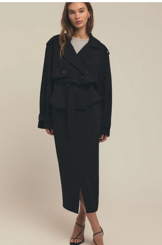 Favorite Daughter - The Charles Cropped Trench Jacket - Black