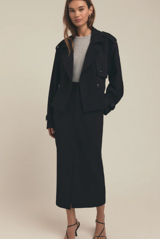 Favorite Daughter - The Charles Cropped Trench Jacket - Black