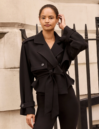 Favorite Daughter - The Charles Cropped Trench Jacket - Black