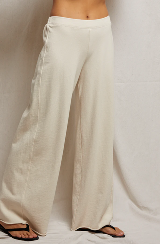 perfectwhitetee - Amber French Terry Wide Leg Trouser - Sugar