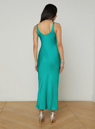 L'Agence - Akiya Satin Maxi Dress - Bright Jade