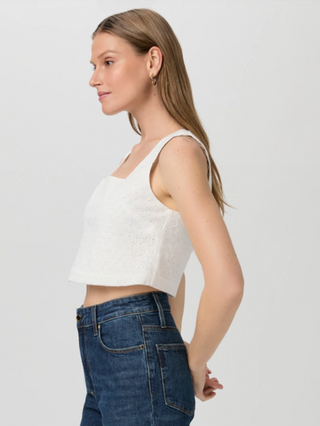 Paige - Aelita Eyelet Cropped Tank - Crisp White