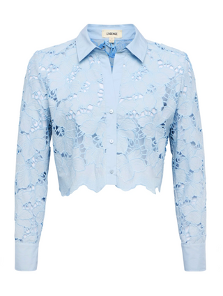 L'Agence - Seychelle Cropped Lace Blouse - Blue Fog