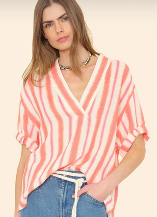Xirena - Avery Cotton Gauze Top - Sunset Pink Stripe