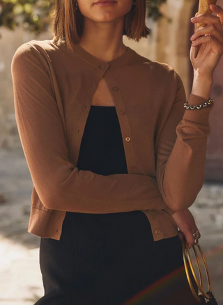 White + Warren - Paperfine Crewneck Cardigan - Mocha