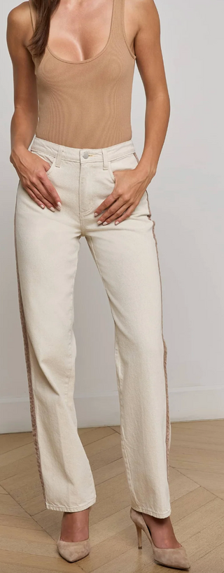 L'Agence - Jones Stovepipe Jean w Side Stripe - Desert Tan/Taupe