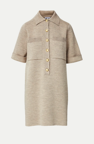Veronica Beard - Madden Knit Mini Shirtdress - Oatmeal