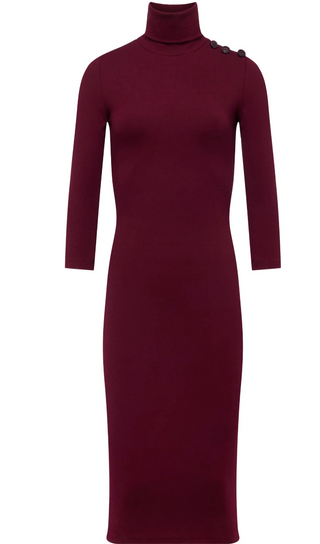 L'Agence - Voletta Knit Turtleneck Midi Dress - Dark Port
