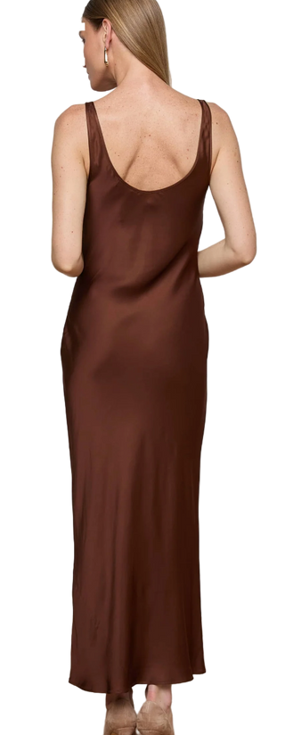 L'Agence - Akiya Satin Maxi Tank Dress - Hot Fudge