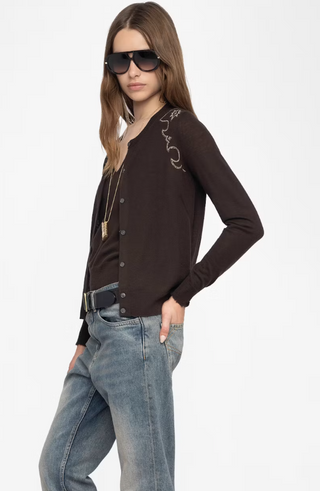 Zadig & Voltaire - Missya Embellished Cashmere Cardigan - Dark Chocolate