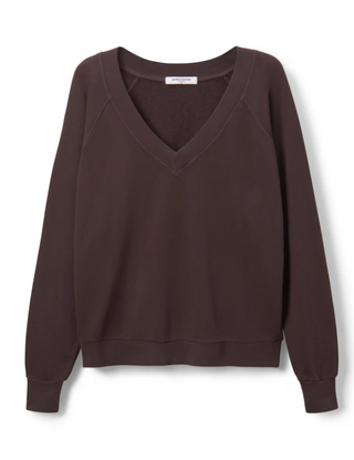 perfectwhitetee - Sinead French Terry V Neck Sweatshirt - Cocoa