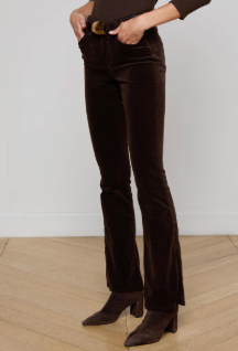 L'Agence - Stevie High Rise Straight Leg Velvet Jean - Coffee Bean