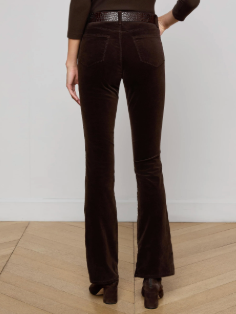 L'Agence - Stevie High Rise Straight Leg Velvet Jean - Coffee Bean