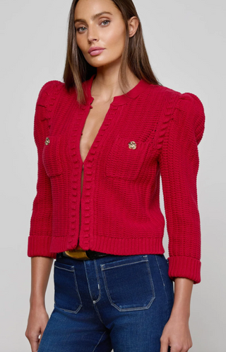 L'Agence - Delli Cropped Cardigan - Engine Red