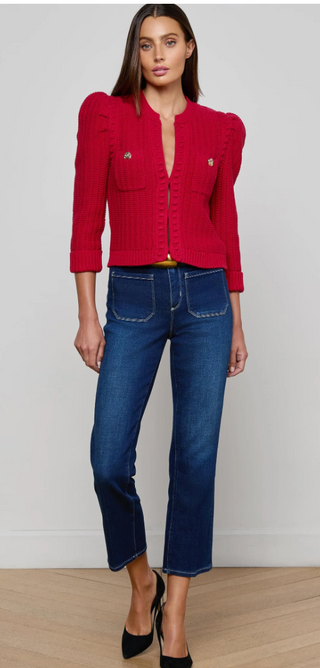L'Agence - Delli Cropped Cardigan - Engine Red