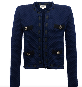 L'Agence - Astor Grosgrain Trimmed Cardigan Jacket - Midnight/Black