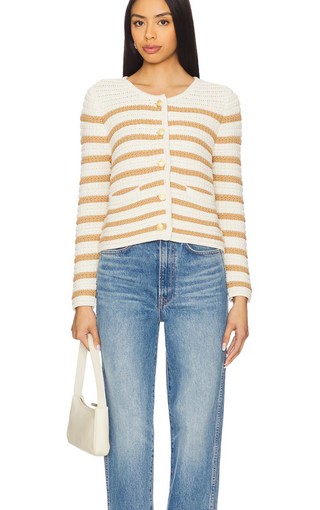 Paige - Oberon Crochet Cardigan Sweater - Biscotti
