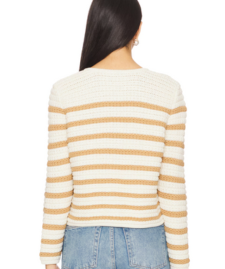 Paige - Oberon Crochet Cardigan Sweater - Biscotti