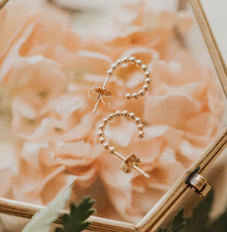 Adorn - Beaded Huggie Hoop Earrings - Yellow Gold