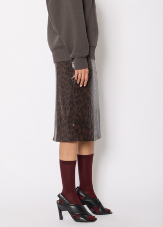 Berenice - Jamyla Stretch Sequin Midi Skirt - Dark Leopard