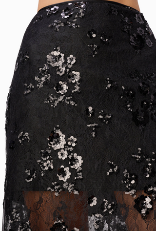 Cami NYC - Aylin Sequin Lace Midi Skirt - Black