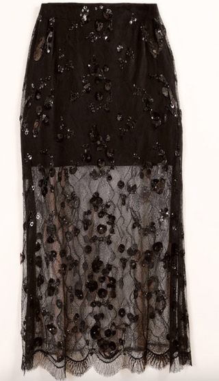 Cami NYC - Aylin Sequin Lace Midi Skirt - Black