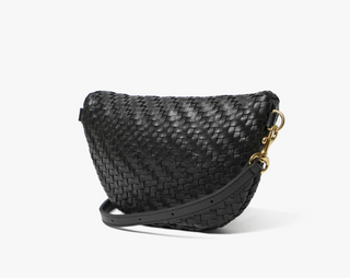 Clare V. - Woven Leather Petite Fanny Bag - Black Zig Zag