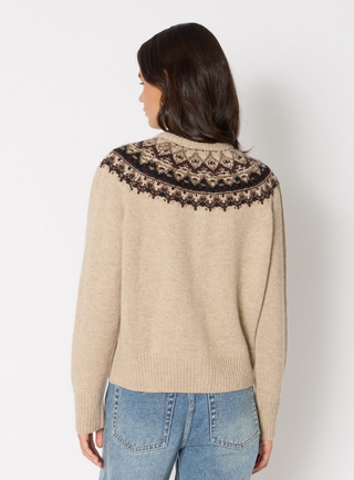 Berenice - Embellished Fair Isle Wool Cardigan - Beige