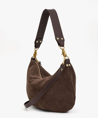 Clare V. - Moyen Messenger Suede Handbag - Chocolate Suede
