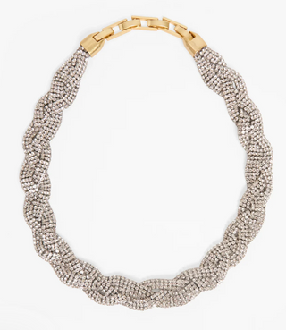Clare V. - Braided Crystal Collar Necklace - Clear/Gold