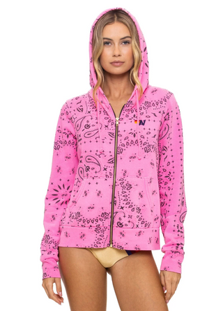 Aviator Nation - Bandana Zip Up Hoodie - Neon Pink