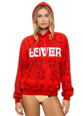 Aviator Nation - Bandana Lover Relaxed Pullover Hoodie - Red