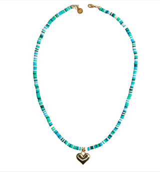 Catherine Paige - Kiwi Disc Beaded Charm Necklace