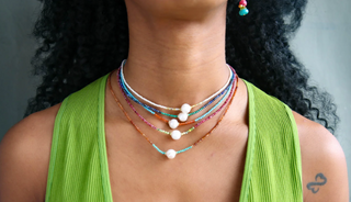 Catherine Paige - Tether Beaded Pearl Necklace