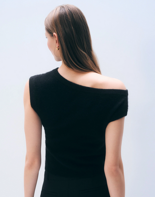 White & Warren - Cashmere Off Shoulder Top - Black