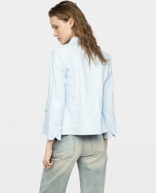 Zadig & Voltaire - Verys Crinkled Leather Blazer - Baby Blue