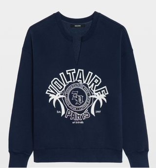 Zadig & Voltaire - Olive V-Neck Embroidered Sweatshirt - Encre
