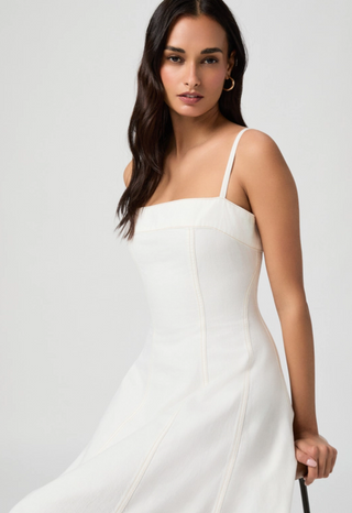 Paige - Pippa Denim Midi Dress - Toasted Ecru