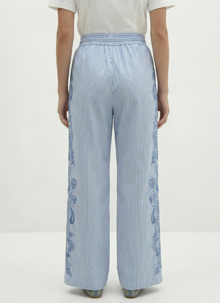Berenice - Pelina Embroidered Lace Poplin Pants - Light Blue