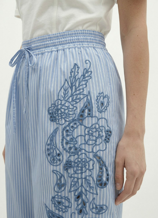 Berenice - Pelina Embroidered Lace Poplin Pants - Light Blue