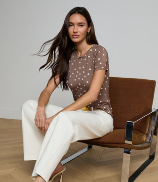 L'Agence - Ressi Tee - Cardamom/Ecru Polka Dot