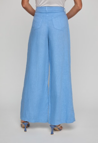 L'Agence - Amara Wide Leg Linen Pant - Allure Blue
