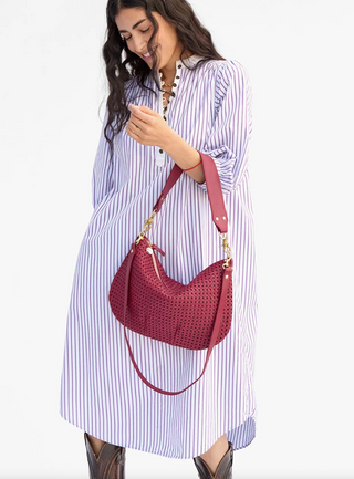 Clare V. - Moyen Messenger Leather Shoulder Bag - Plummy Rattan