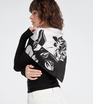 Favorite Daughter - The Vintage Floral Silk Square Scarf - Black/Ivory